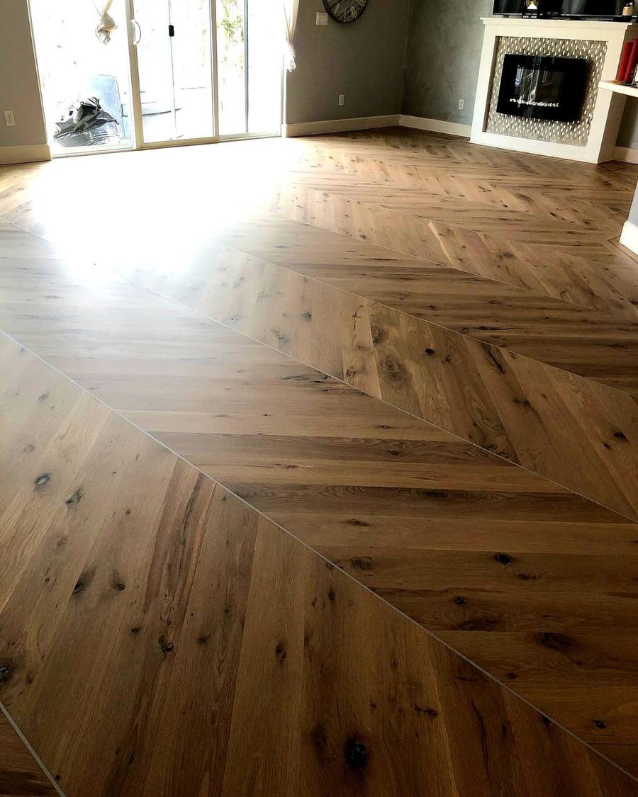 Chevron hardwood living room